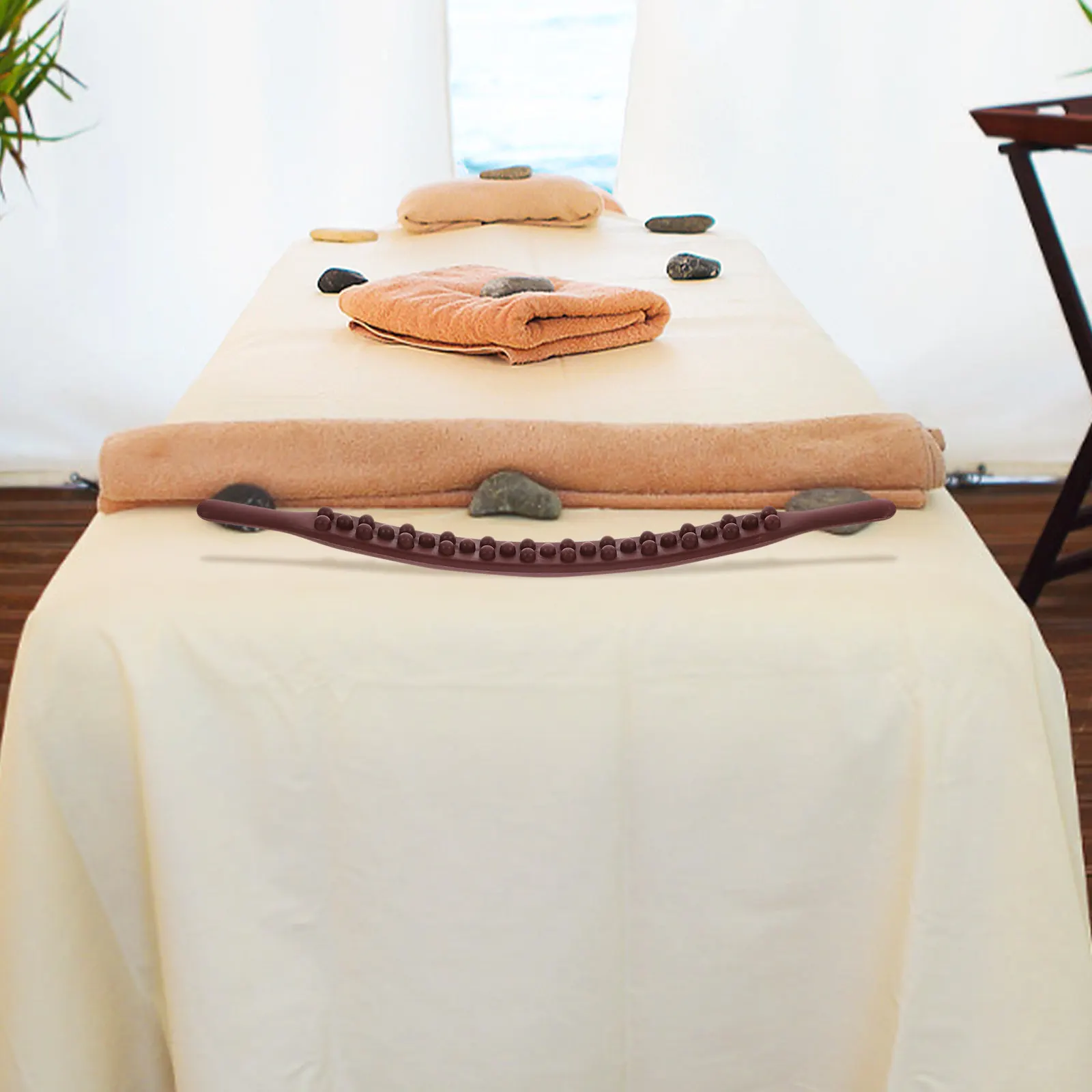 

Plastic Gua Sha Massage Stick 35 Beads for Back Shoulder Muscle Tension Relief Full Body Roller Handheld Massager Tool Compact