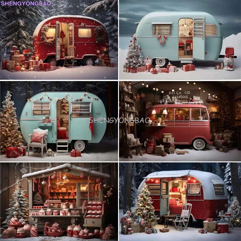 

Festive Christmas Room Fireplace Photography Backdrops Winter New Year Holidays Party Xmas Tree Window Photo Background BR-15