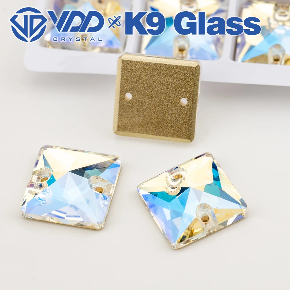 VDD S256 Moonlight Square K9 Glas aufnähbare Strasssteine, hochwertige AAAAA Kristall-Flachrück-Nähsteine – Detail 7