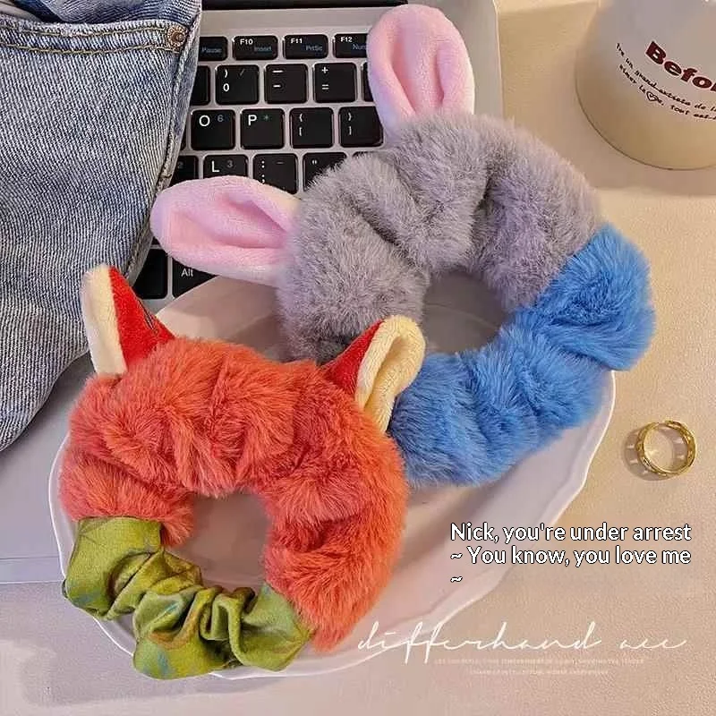Zootopia 2 Hot Disney Judy Niki, lazos elásticos para el cabello de felpa para mujer, nuevas bandas para el cabello 2025, accesorios para el cabello, juguetes con forma de intestino grueso, regalo