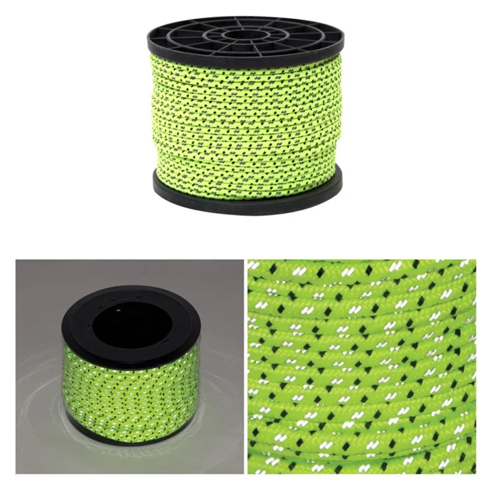 Reflective 4mm Camping Rope 50m PP Material for Tent Anchoring Tarp Securing Fishing Line and Outdoor Wind Resistant Use