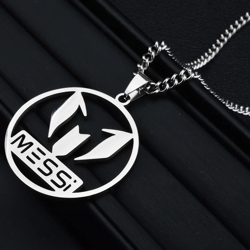 Football Soccer Star Gift Lionel Messi Cristiano Ronaldo Stainless Steel Pendant Necklace For Men Chain Accessories Jewelry