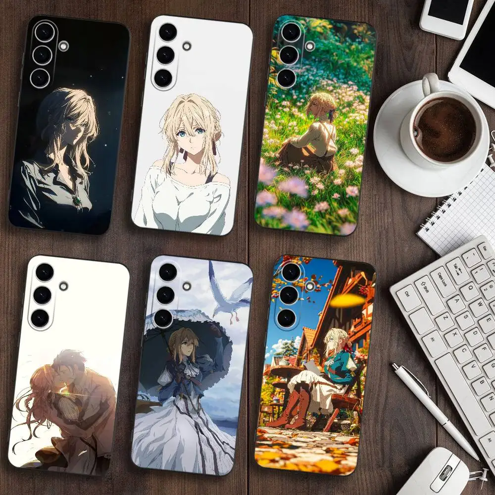 

Anime V-Violet evergarden Phone Case For Samsung Galaxy A73,A72,A71,A70,A53,A52,A51,Soft Silicone Black Cover