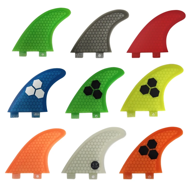 Tri Fin Set UPSURF FCS Fins S/M/L Surf Fins Honeycomb Surfboard Fin Thruster Kayak Stabilizer Multicolor Double Tabs 1 Fins