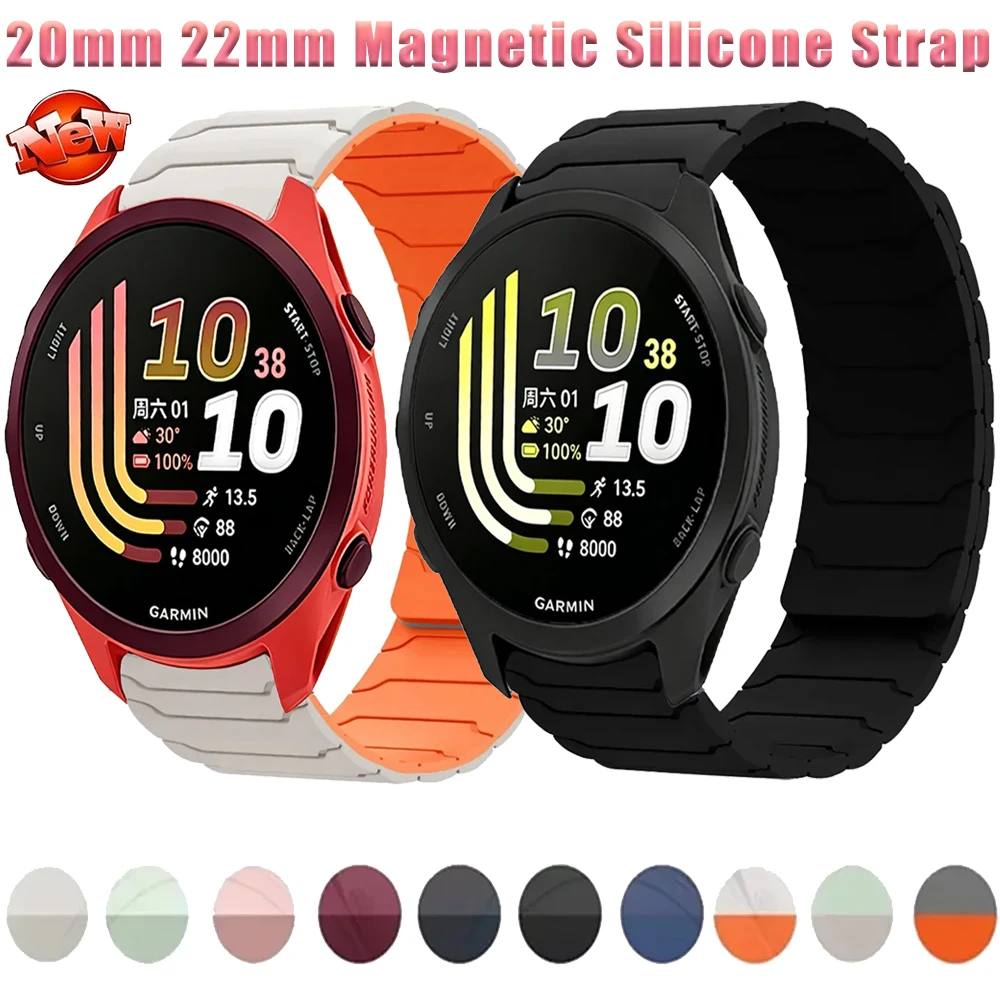 20mm 22mm Magnetisches Silikonarmband für Garmin Forerunner 170 70 970 570 165/Venu 4 Atmungsaktives Armband für Huawei 5 GT7-6-5 Pro 46mm