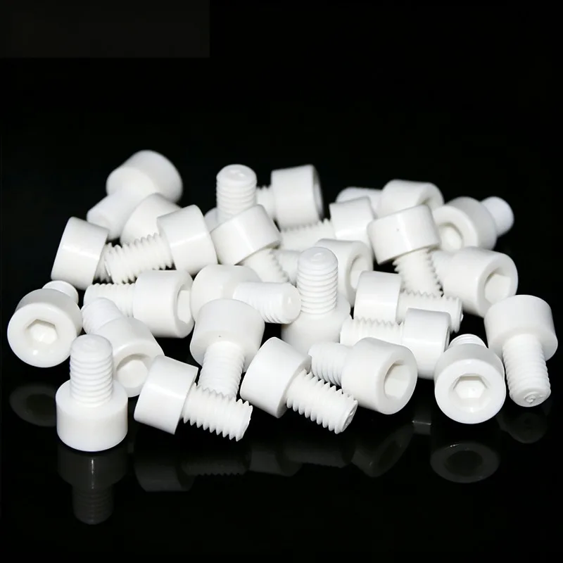 High Temperature Resistant White PTFE Hex Socket Cup Head Screw M4 M5 M6 M8 M10 Insulated Teflon Hexagonal Cylindrical Bolt
