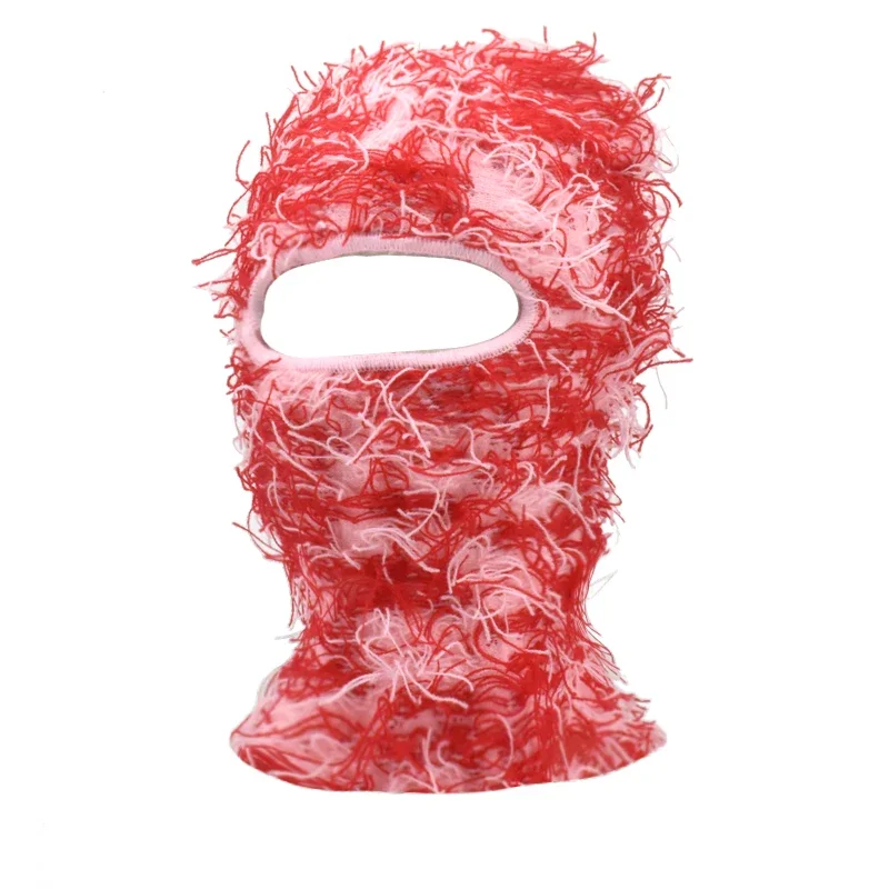 2024 New Hip Hop Balaclava Distressed Knitted Caps Full Face Ski Mask Women Outdoor Camouflage Fuzzy Ski Balaclava Beanies Hat, image 17