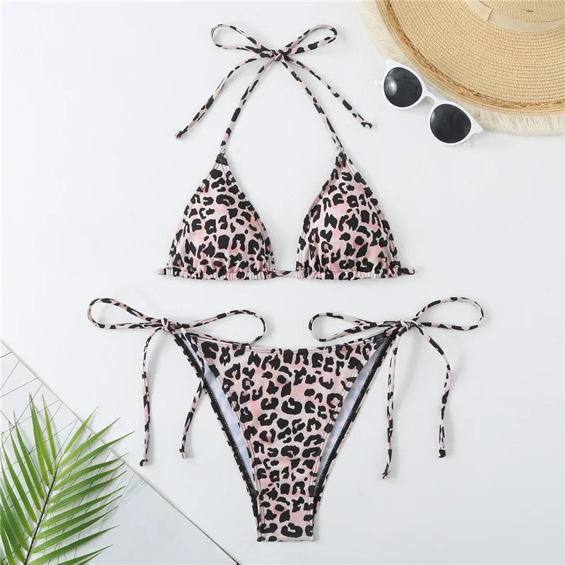 Seksowne Bikini mikro 2024 Leopard kostium kąpielowy damski stroje kąpielowe damskie stringi zestaw Bikini kąpielowy kostium kąpielowy