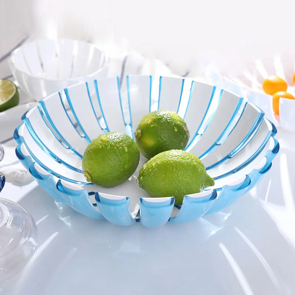 

Fruit Plate Plastic Bowl For Home Restaurant Use Blue Snack Dessert Serving Dish Stylish Salad Bowl Kitchen Tableware