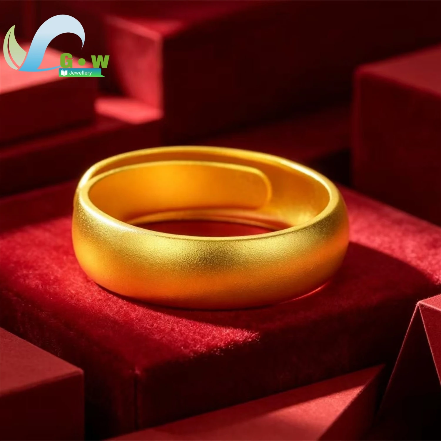 Unisex Open Adjustable Sand Gold Ancient Layered Plain Ring Matte Finish Thick Heavy Duty Vintage Style Jewelry for Daily Wear