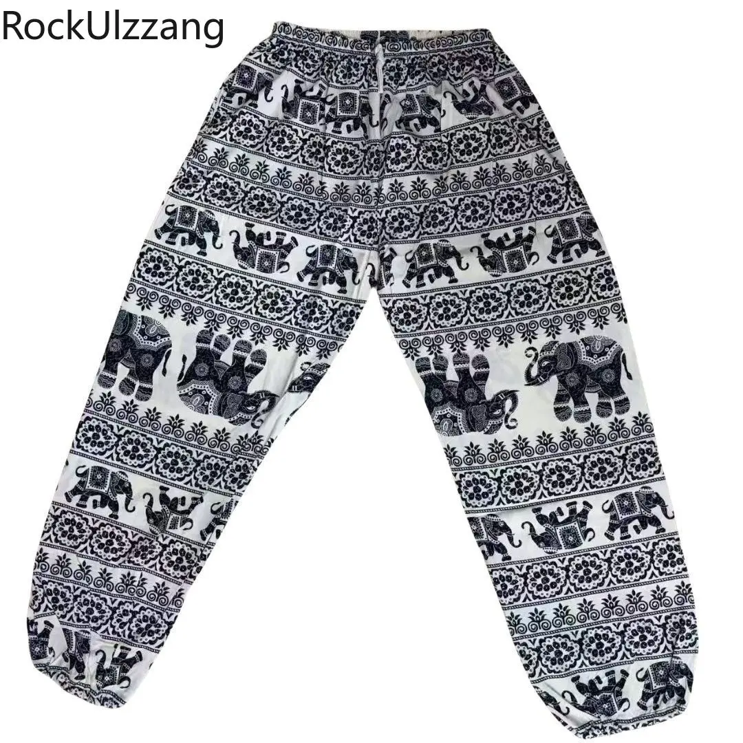 Elephant Print Harem Pants Women Bohemian Yoga Pants High Waist Loose Fit Baggy Trousers Hippie Joggers Y2K Casual Trouser Sport