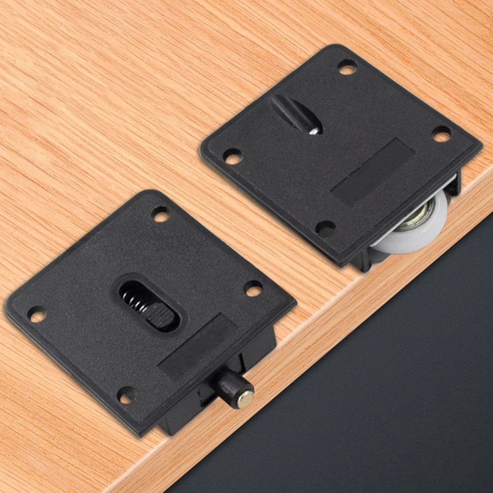 4pcs Black Plastic Sliding Door Wheel Heavy Duty Silent Cabinet Roller for Closet Floor Guide Doors Pulley with Bearing
