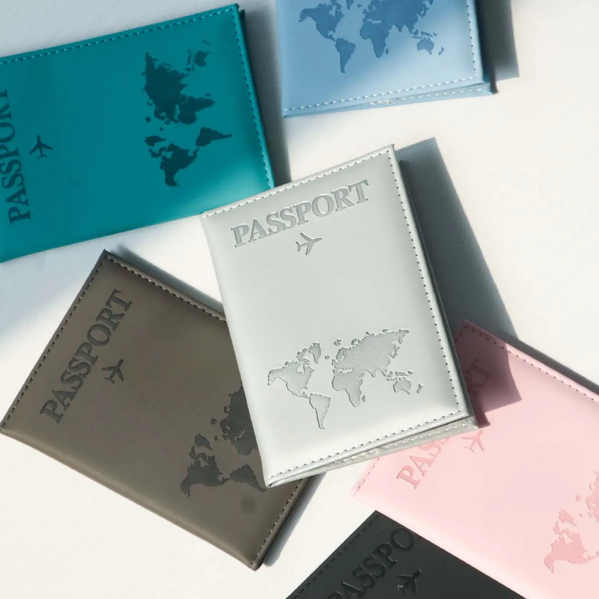 Passport Holder Map PU Passport Cover Travel Essential Cruise Must Have Passport Holders Slim and Portable for Travel