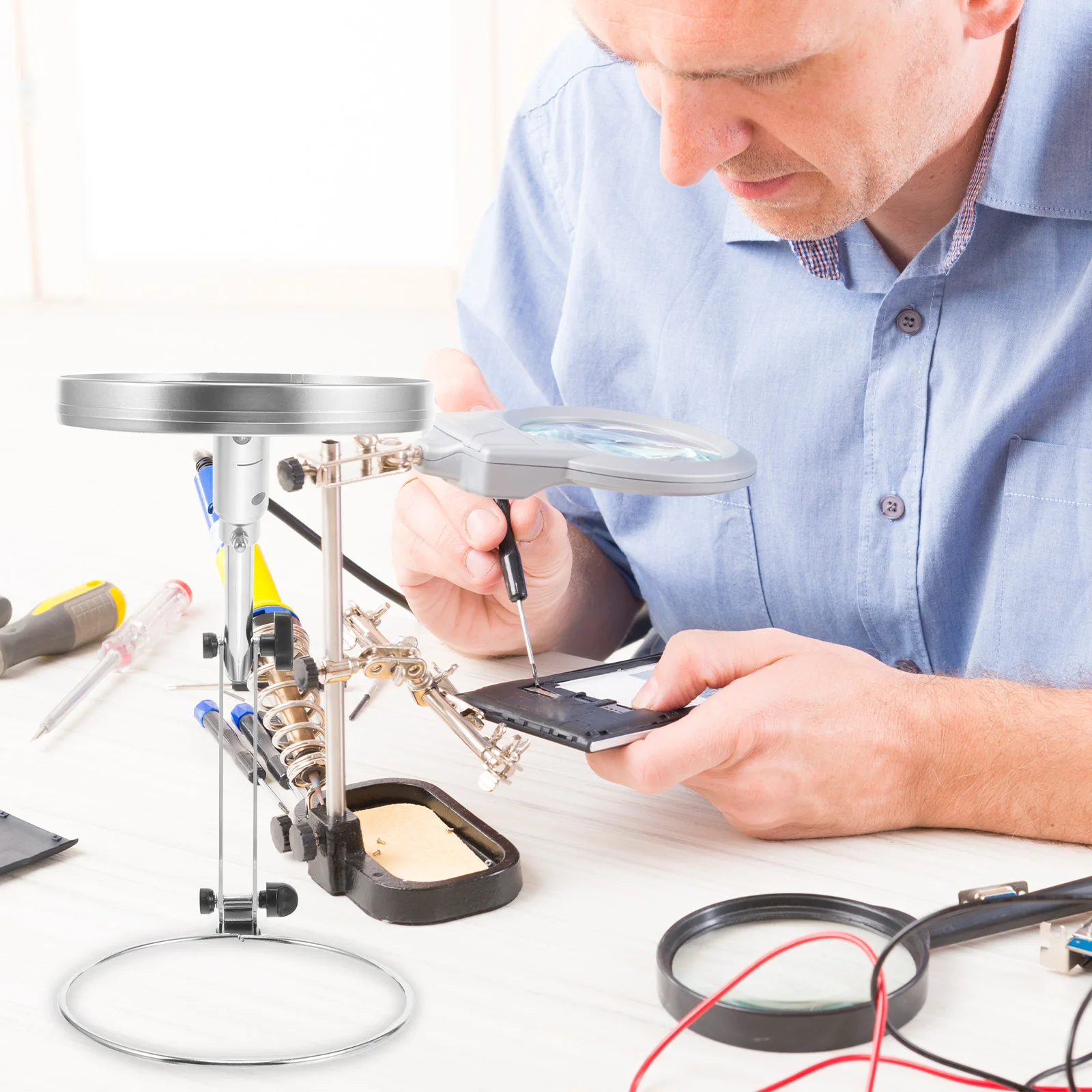 

Desktop Magnifying Glass With Light Adjustable Led Stand For Craft Repair Sewing Jewelry Making Reading Tool