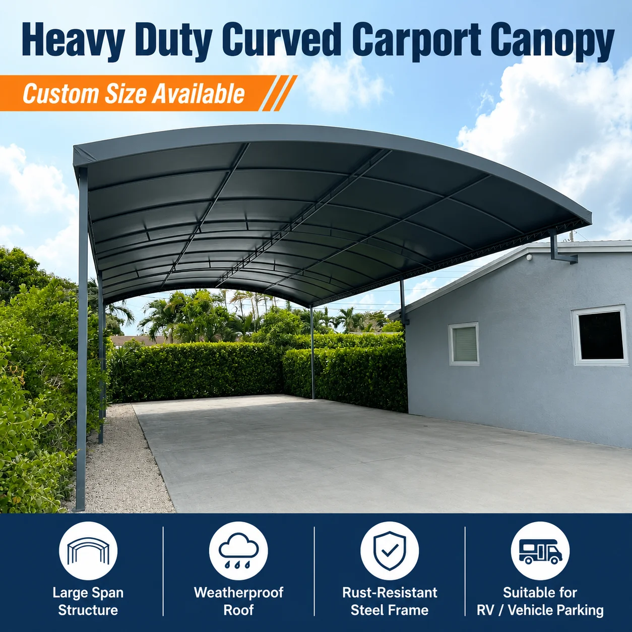 Custom Aluminum Carport Canopy Outdoor Waterproof Polycarbonate Roof Sunshade Car Shelter for Villa Driveway Garage Parking Kits