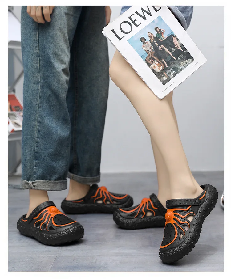 

Hole shoes men's summer new fashion casual slippers couple octopus stepping on shit big head shoes beach shoes sandals