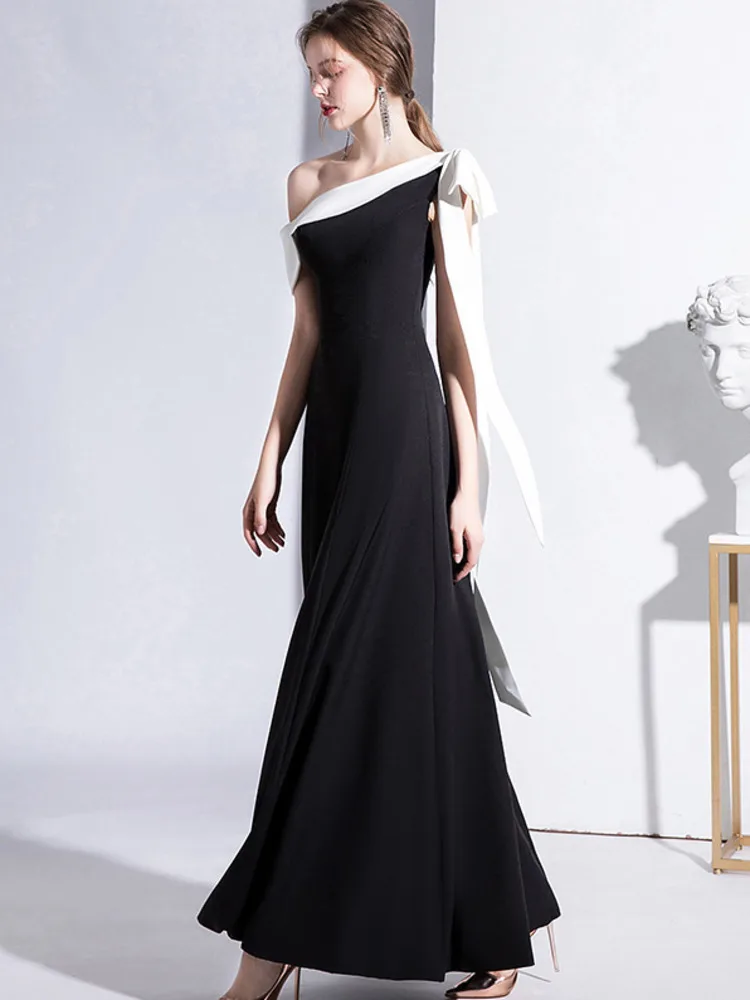 LISM-Robe de Soirée Élégante à Col Incliné pour Femme, Tenue à la Mode, Patchwork, Taille Haute, Nouvelle Collection Automne 2024