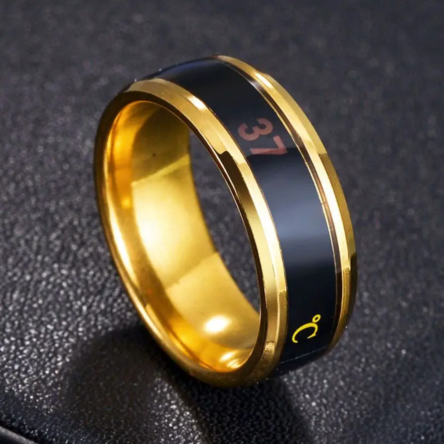 الرجال 8 مللي متر الفولاذ المقاوم للصدأ المزاج العاطفة الشعور درجة الحرارة خواتم للنساء الرجال الأزواج خواتم لهجة غرامة مجوهرات هدية #1