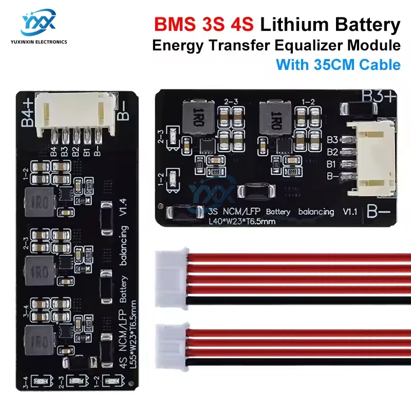BMS 3S 4S لوحة الموازن النشط 1.2A نسخة حثي وحدة معادل نقل الطاقة لبطارية ليثيوم LiFePO4 LiPo Li-ion