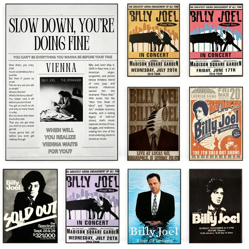 music Billy Joel Poster Poster Nordic HD Self-Adhesive Wall Sticker Home Café Bedroom Living Room Art Decor Gift