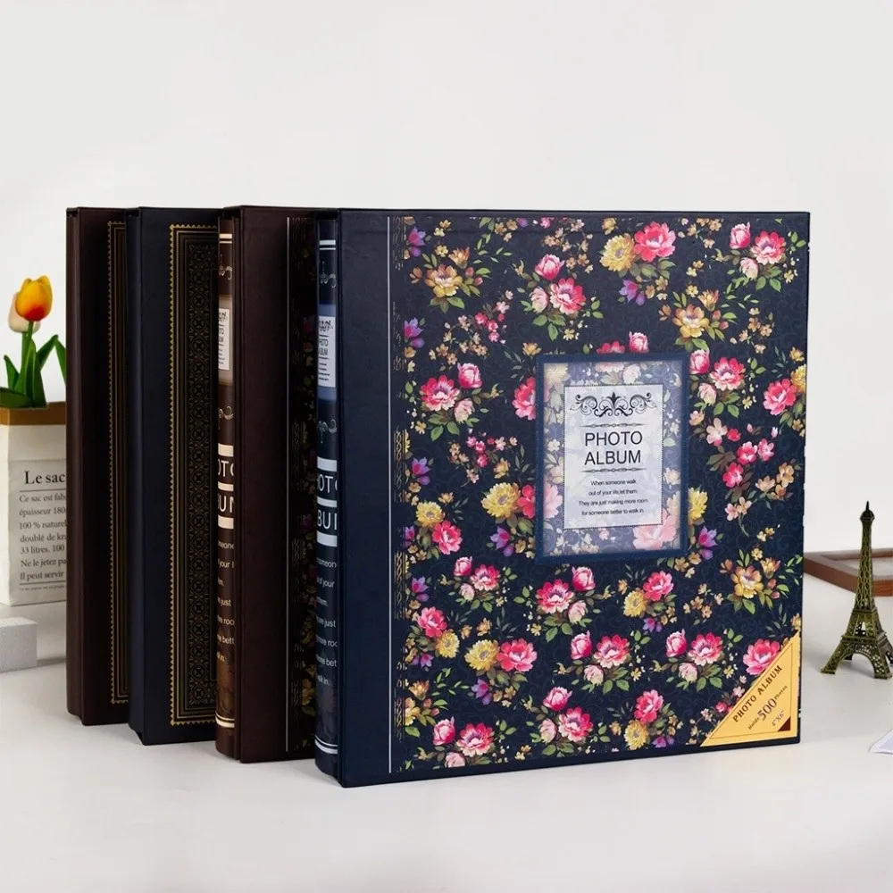 6 Inch 500 Pockets Photo Album Large Capacity Laminated Slip-in Picture Albums Insert Pocket Scrapbook Album Home Storage
