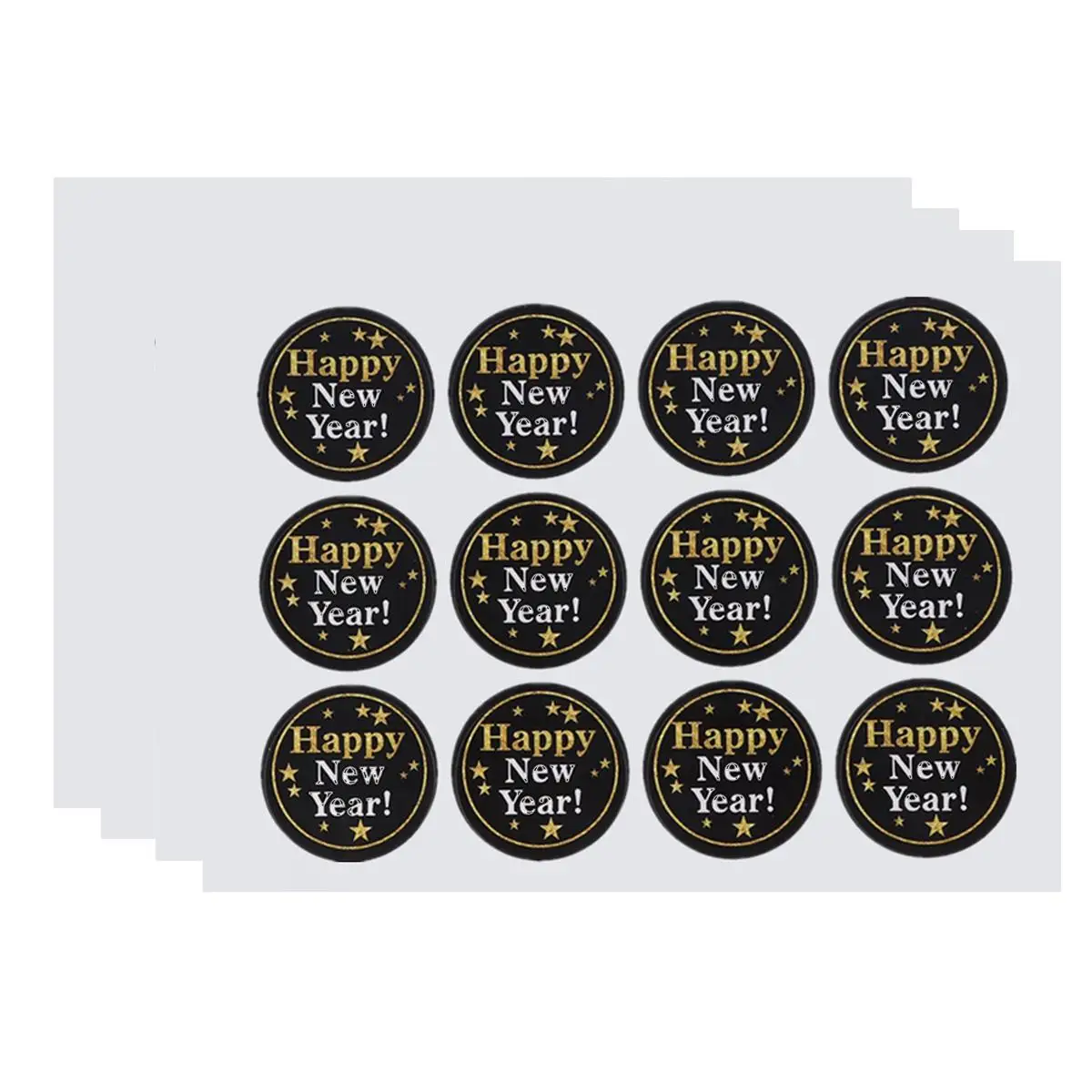 

8 Sheets Happy New Year Stickers Round Labels Self Adhesive Stickers Baking Decals New Year Sealing Cookie Bags Gifts Wraps