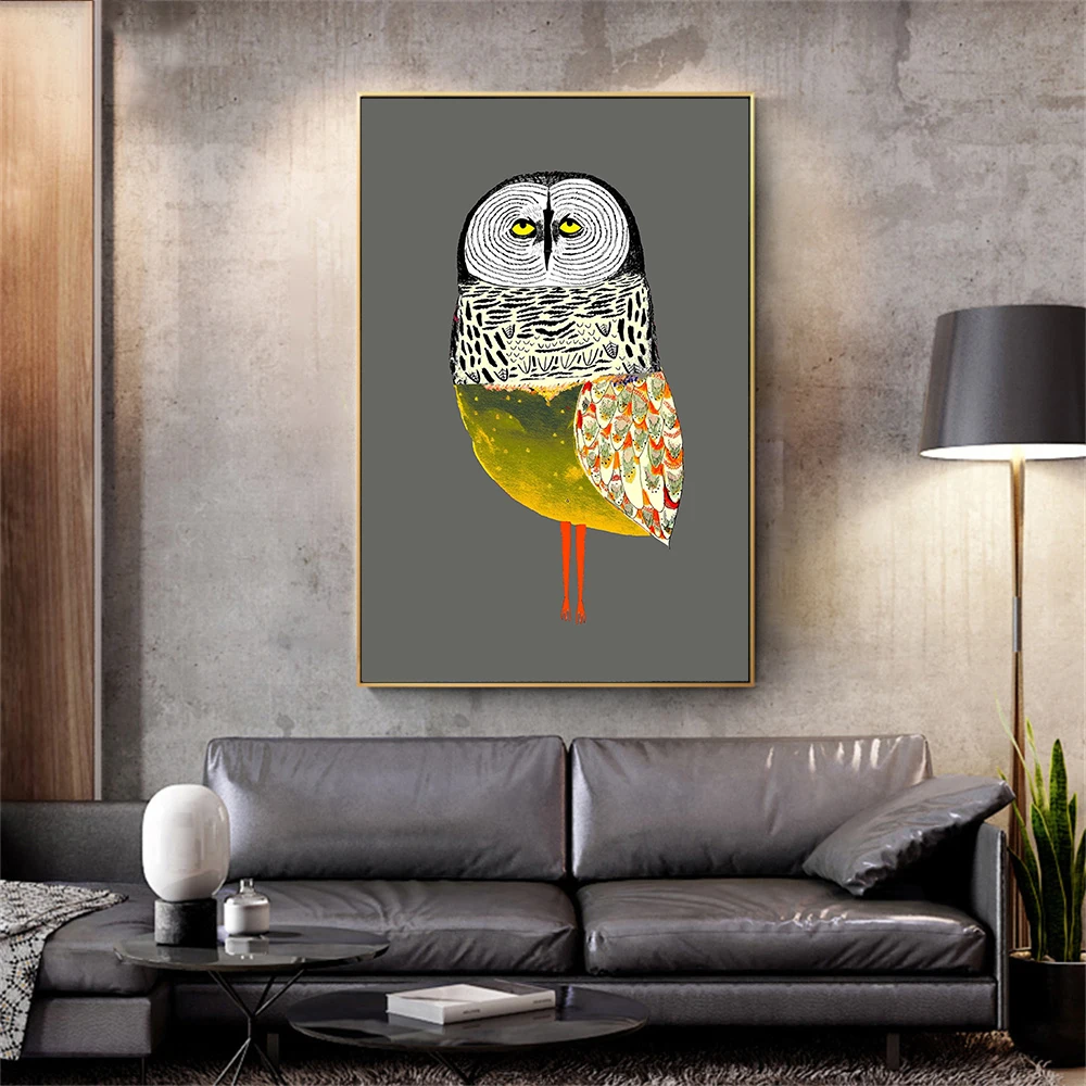 

Golden Owl Art Print Whimsical Home Decor Perfect for Women Bedroom Living Room Entryway Housewarming Gift Canvas Print Poster
