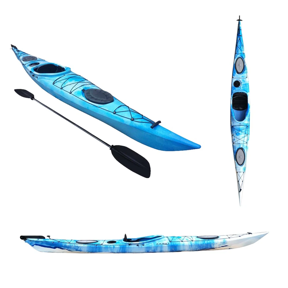16ft 2-Person Sit-In Plastic Kayak, New Design Ocean Touring Canoe