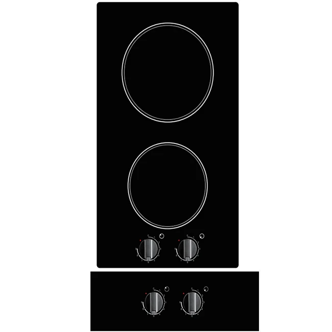Piano cottura a induzione GTSC2-04 con 2 fuochi, piano cottura a induzione integrato, pannello elettrico a 2 manopole con 3400 W, 9 livelli di potenza