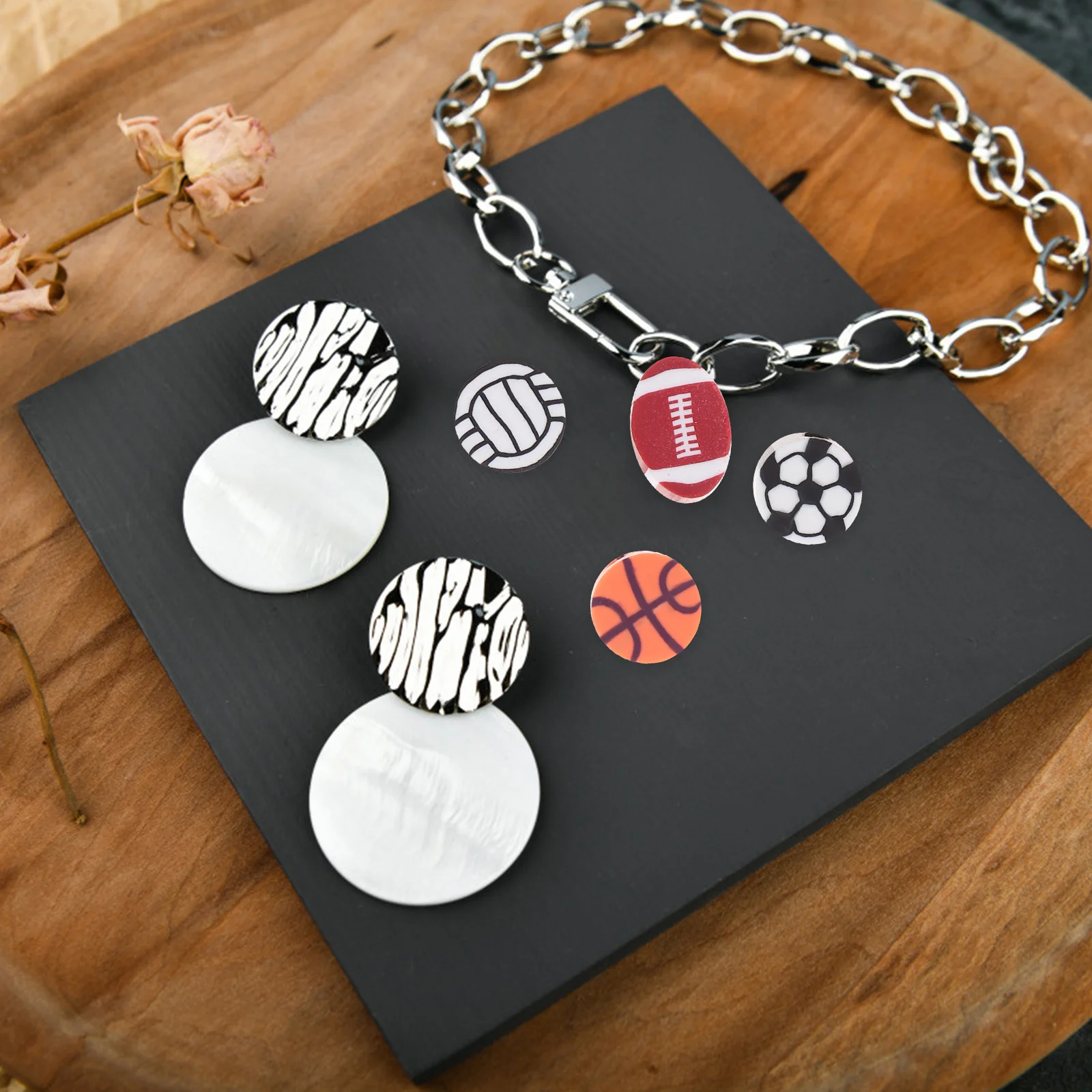 

300Pcs Sports Ball Beads DIY Loose Spacer Beads Mixed Style Jewelry Making for Bracelets Necklaces Keychains Charms