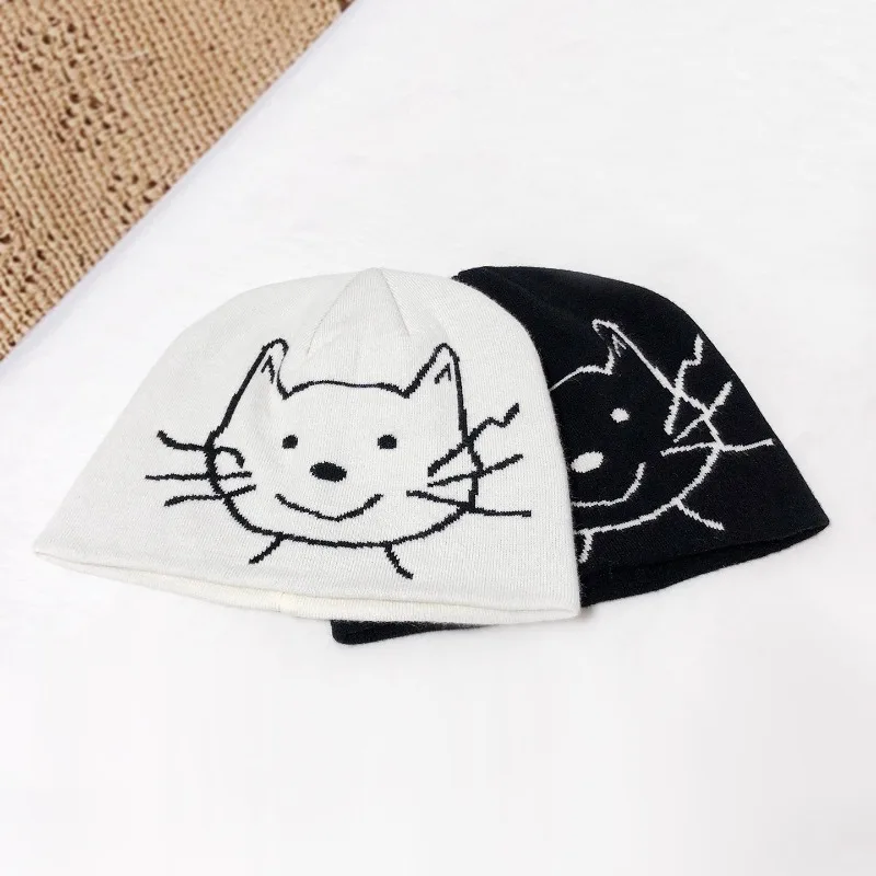 الكورية شخصية القط الجاكار البلوز القبعات الباردة للرجال الخريف والشتاء عارضة الدافئة الأزياء بيني تنوعا للنساء