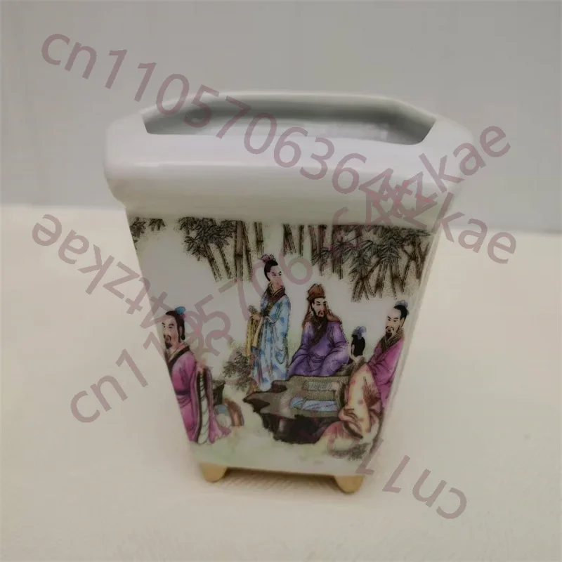 China Porcelain Flower Pot Pink  The Seven Sages of the Bamboo Grove Patterned Indoor Outdoor Plant Pot