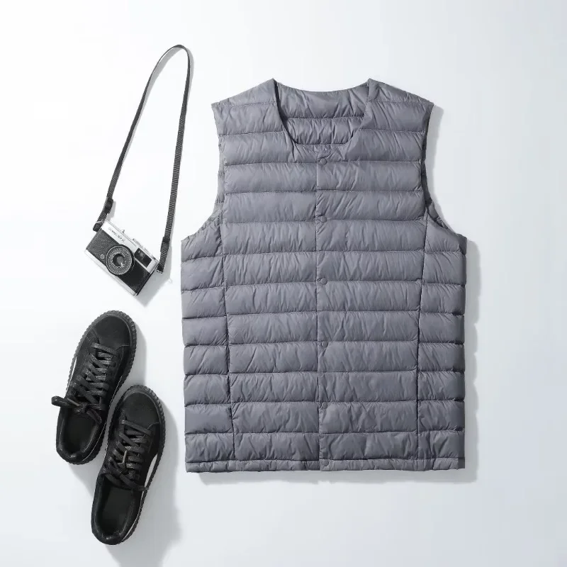 Men's Sleeveless Down Liner Vest 2023 New Autumn Winter Ultra Lightweight Packable Warm White Duck Down Men Vest Jackets