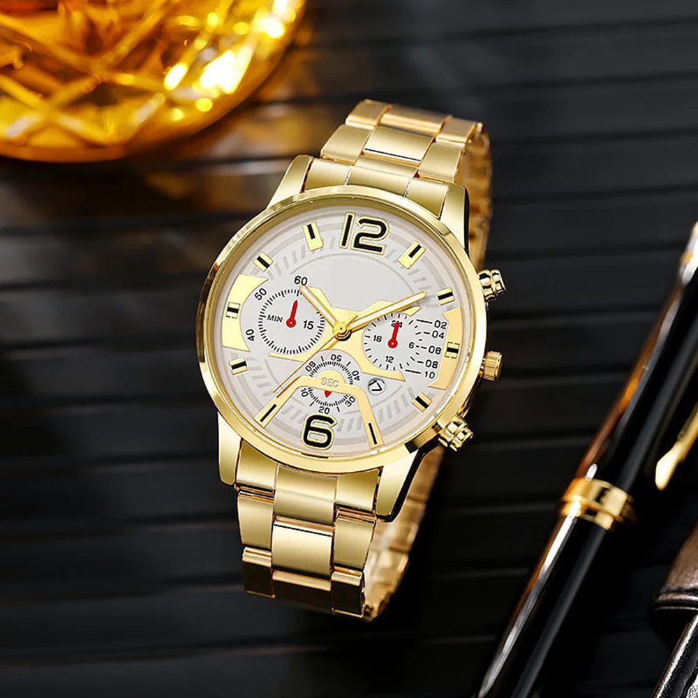 Men Quartz Watch Business Watch Wrist Watch Unique Luxury Metal Band Round Dial Comfortable Times Date Display for Male H9