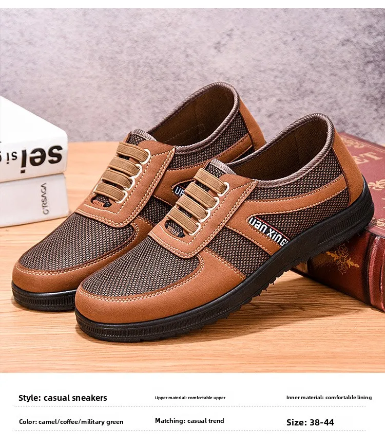 Herren Mesh Freizeitschuhe mit Elastischem Riemen, Weicher Gummisohle, Rutschfest, Atmungsaktiv, für Gehen, Arbeiten und Autofahren – Detail 4