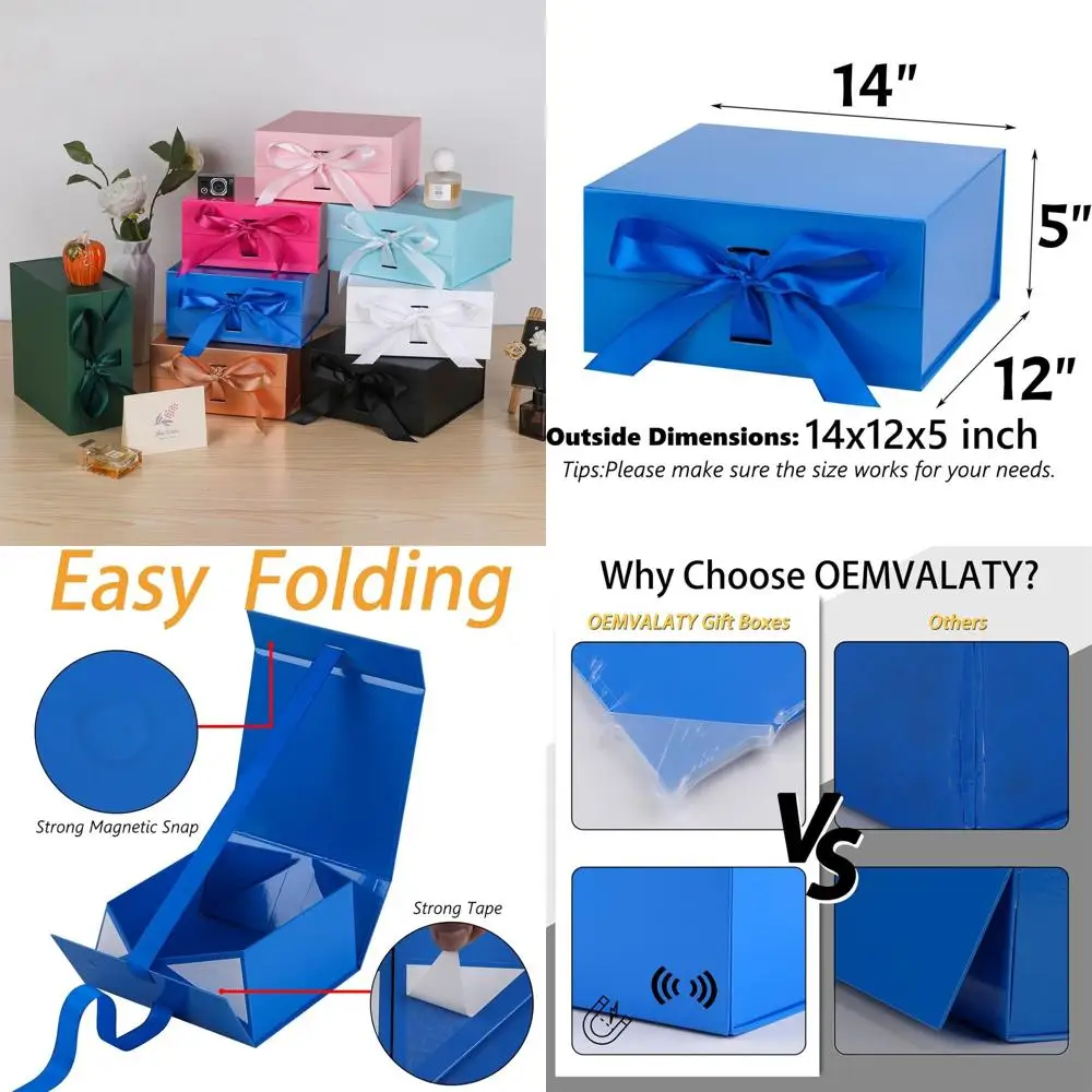 

Набор из 5 декоративных коробок для хранения, 14x12x5 дюймов, с крышками и магнитной застежкой, идеально подходят для подарков, свадеб и дней рождения