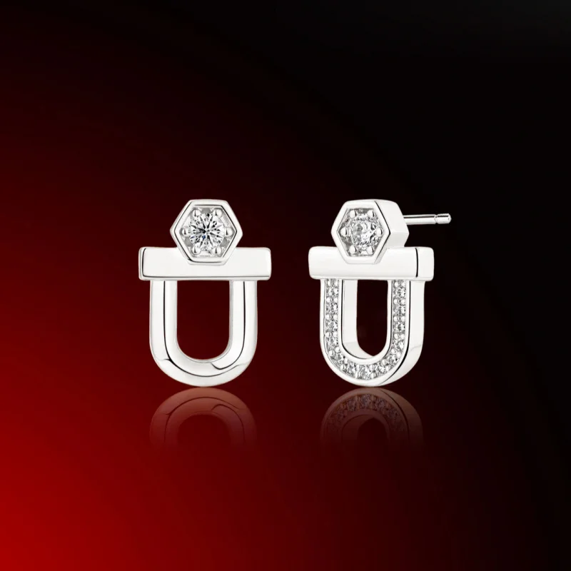 Prigael Stainless Steel U-Shaped Women's Earrings Pressed Möbius Ring Nail Earrings Rust-Free And Nickel-Free Jewelry