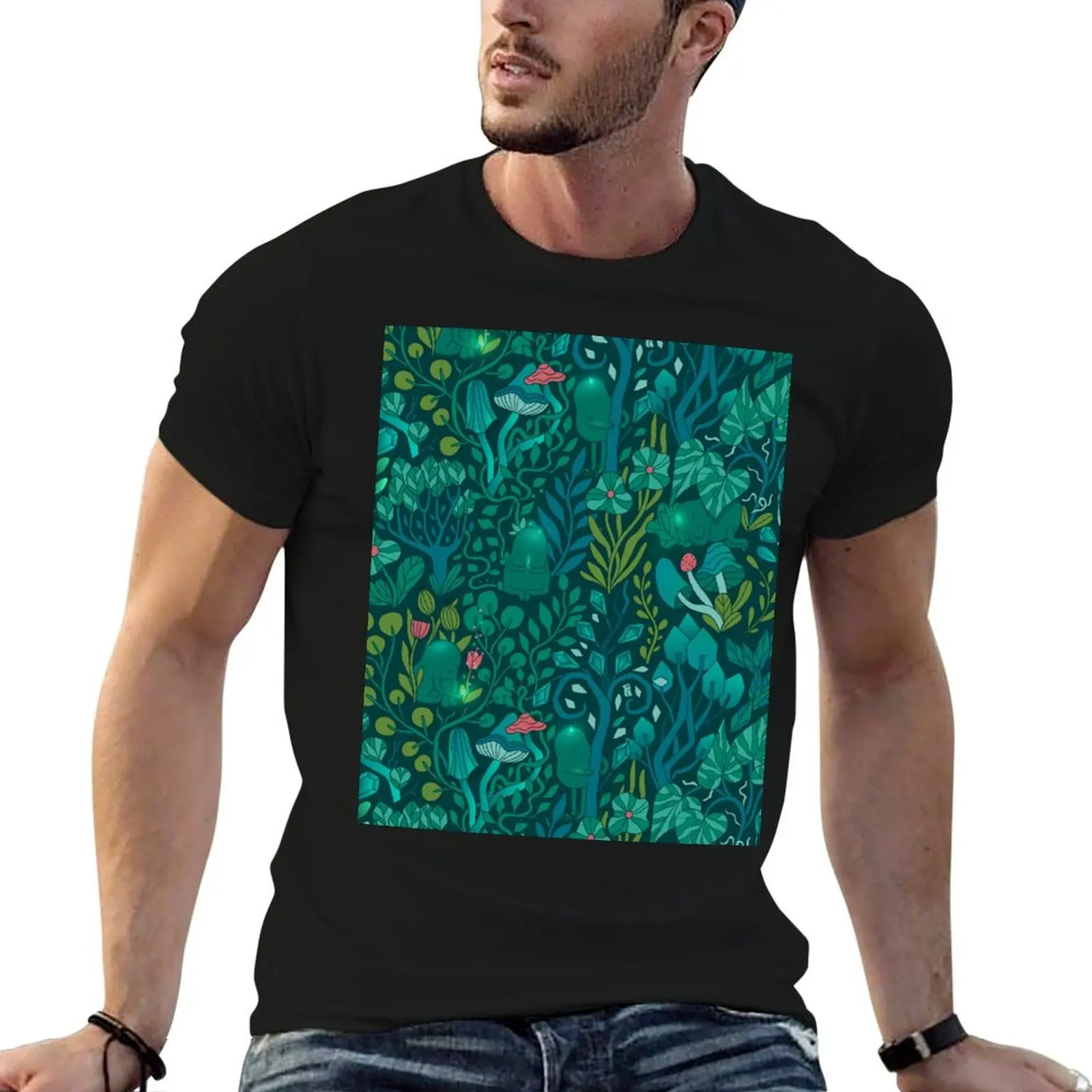 Emerald forest keepers. Fairy woodland creatures. Tree, plants and mushrooms T-Shirt summer 2026 kawaii clothes tshirts for men