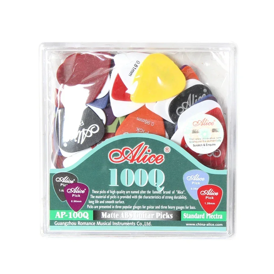 Alice AP-100Q 100pcs Acoustic Electric Guitar Picks Matte ABS Antiskid Plectrum 6 Thickness For Choose Wholesales