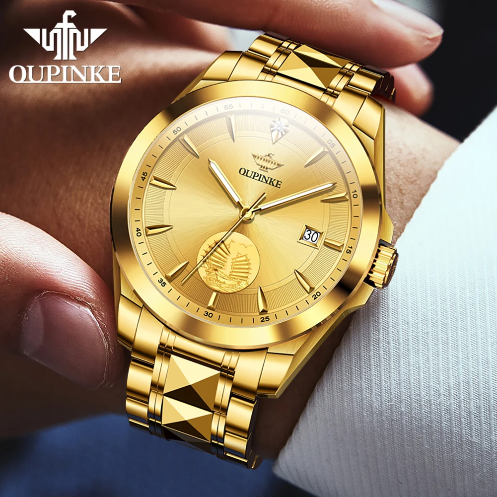 OUPINKE 3226 Real Gold Real Diamond Automatic Watch for Men High-end Swiss Certification Luxury Top Brand Mechanical Wristwatch