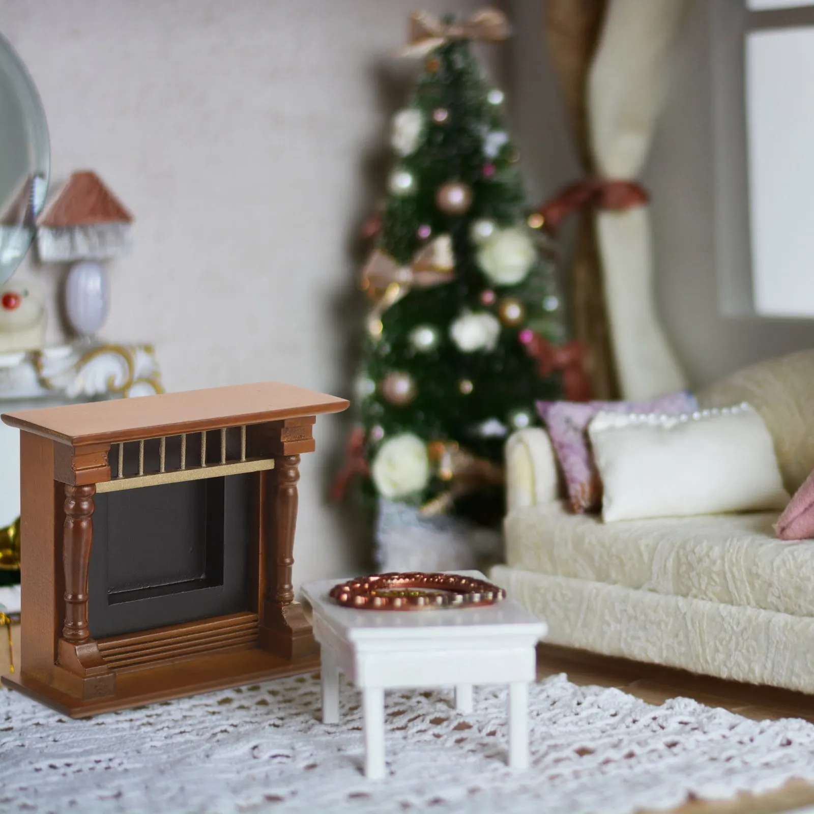 

Delicate Wood Miniature Fireplace Ornament for Miniature House Decor DIY Craft Prop Micro Landscape Decoration Warm Atmosphere