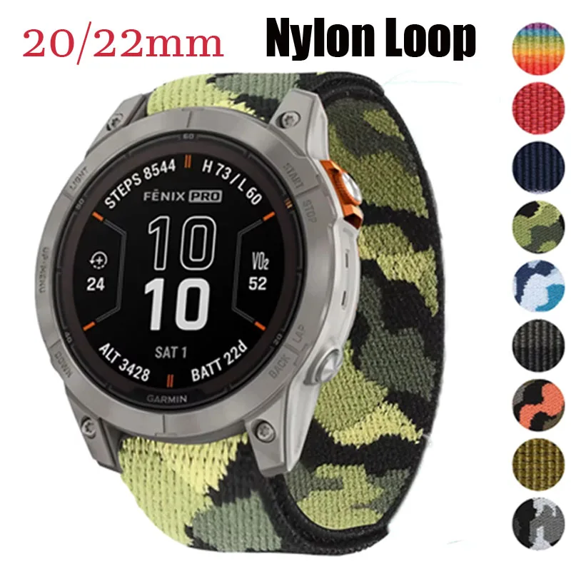 20mm 22mm Camouflage Nylon Strap Für Garmin Forerunner 55/165/265/255/168/245/645 Band Für Garmin Venu 3/2/2Plus/Vivoactive 4 3