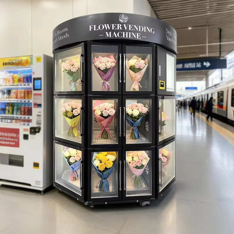 Fresh Flower Vending Machine In Stock Fashion Appearance Refrigerated Fresh Keep Self Service Machine For Shopping Mall Center