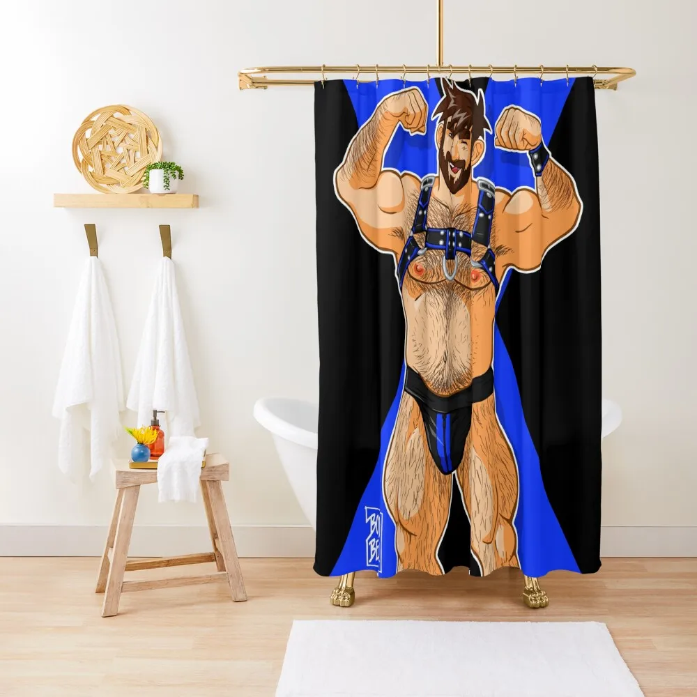 ADAM LIKES HARNESS - BLUE Shower Curtain Bathroom Accessories Modern Bathroom Accessories Curtain