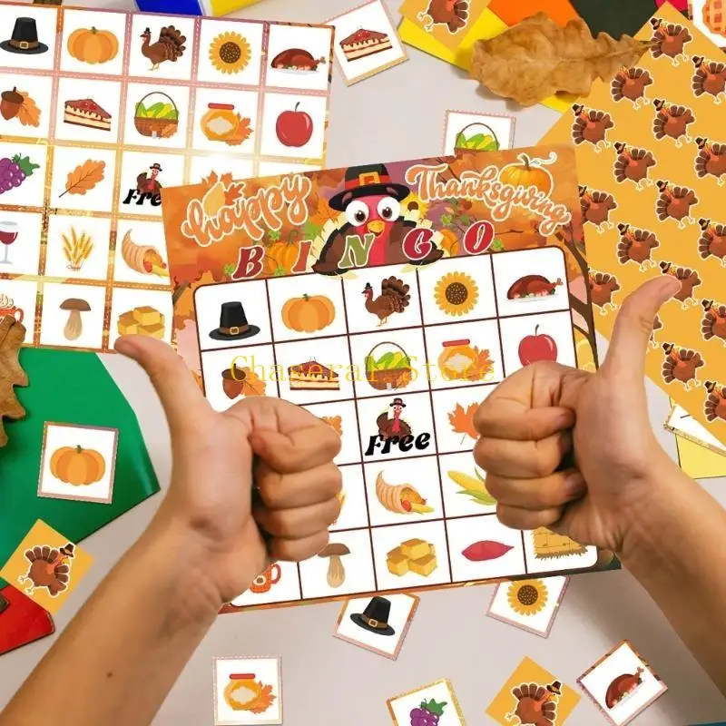 E7CE Festival Thanksgiving Bingo Card Toy Party Game Educational Classroom Activity