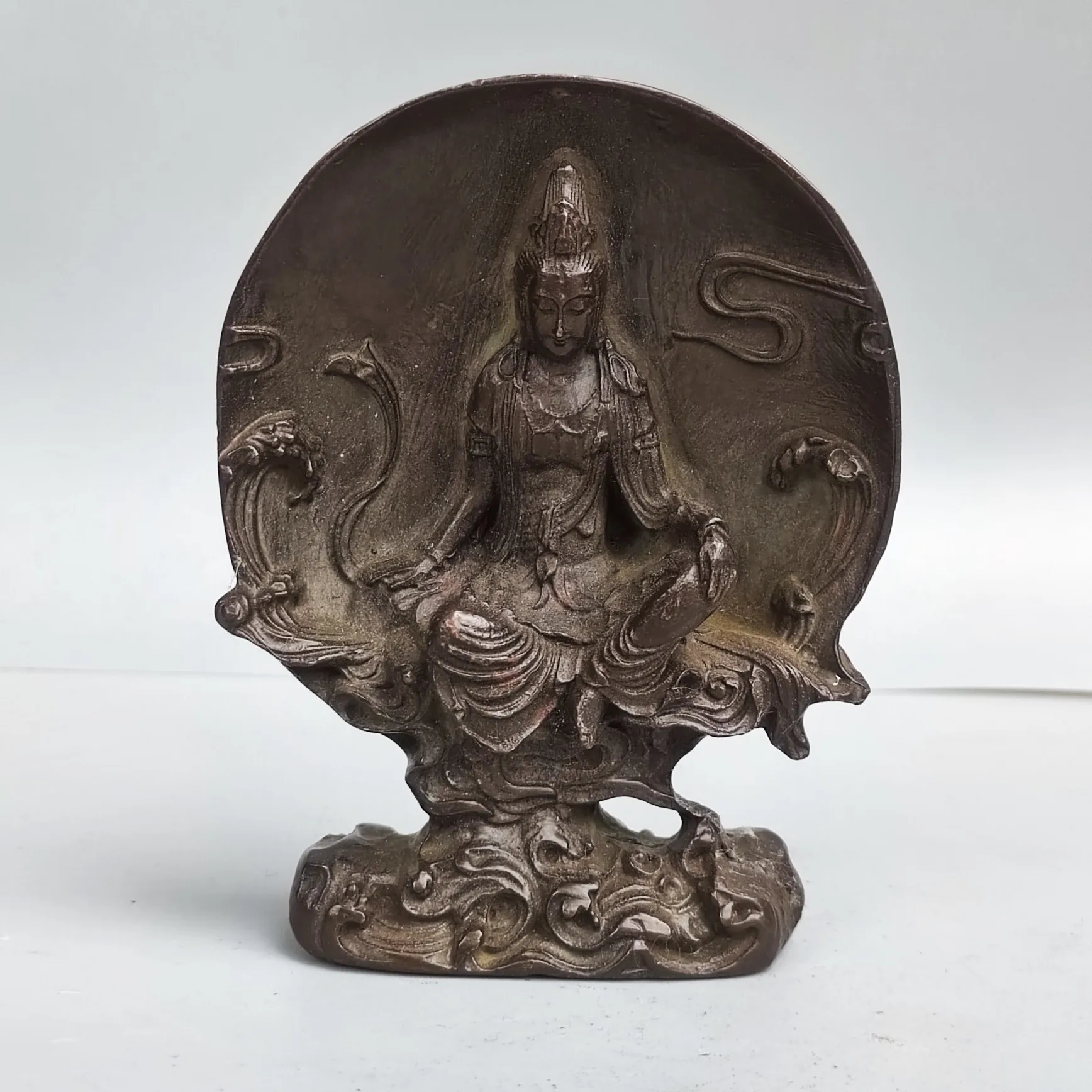 

Декоративная статуя Будды китайская Бронзовая Avalokitesvara Bodhisattva Скульптура Фэн-шуй украшение домашняя маленькая статуя