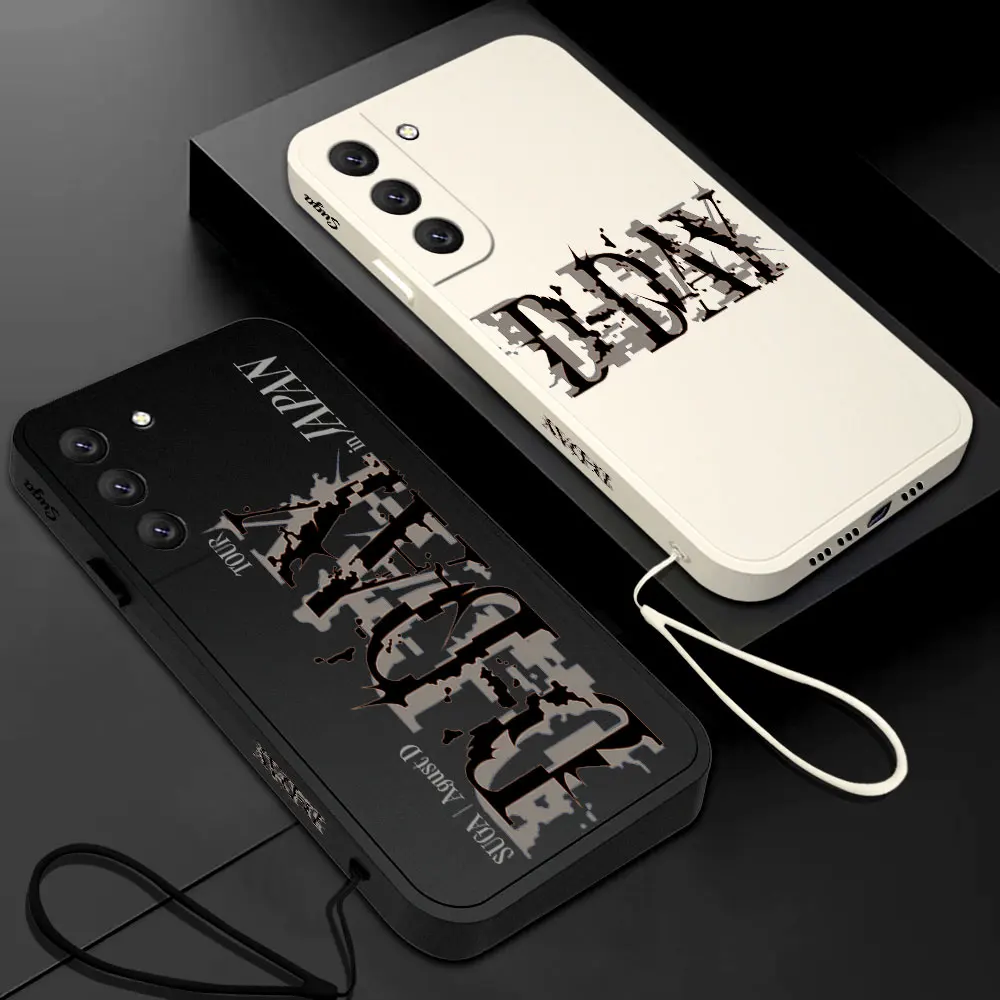 Threebase Phone Case Suga D-DAY Samsgun For Samsung Galaxy S24 S23 S22 S21 S20 Ultra FE S10 4G S10E Note 20 10 Plus With Lanyard