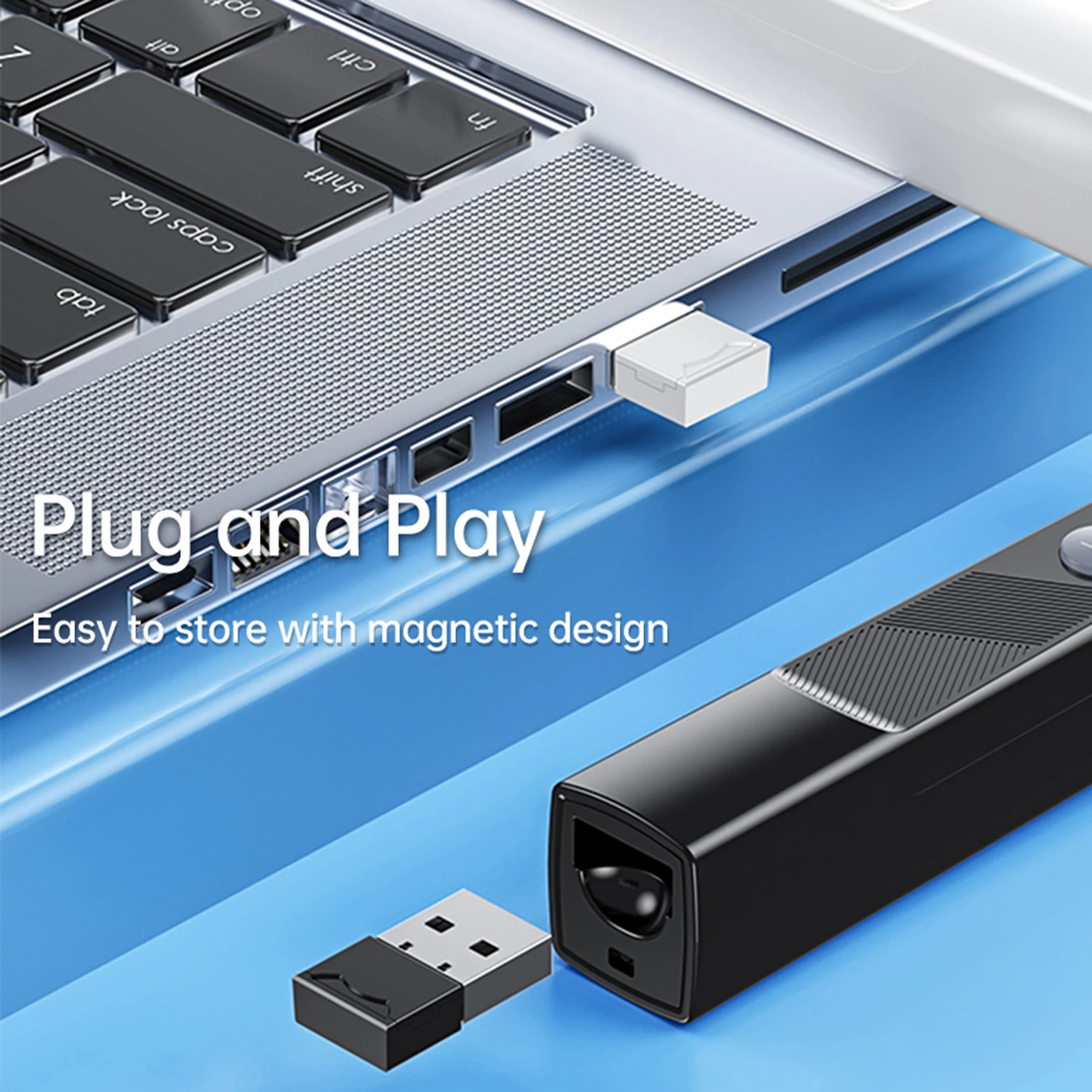 Wireless Laser Presentation Pointer with Telescopic Stick Stylus Pen for Touchscreen RF2.4G Remote Control Clicker Pen