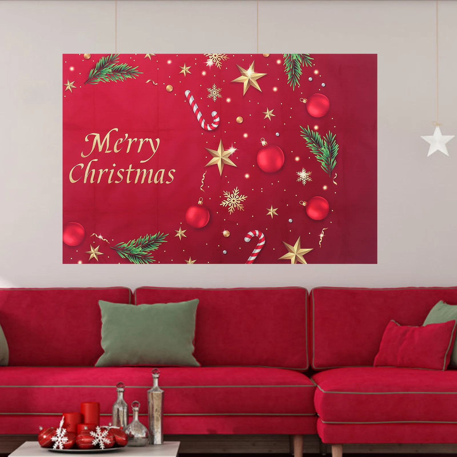 

Christmas Wall Decoration Xmas Party Backdrop Red Pajamas Photo Props Holiday naments Festive Decor Christmas Theme Pattern
