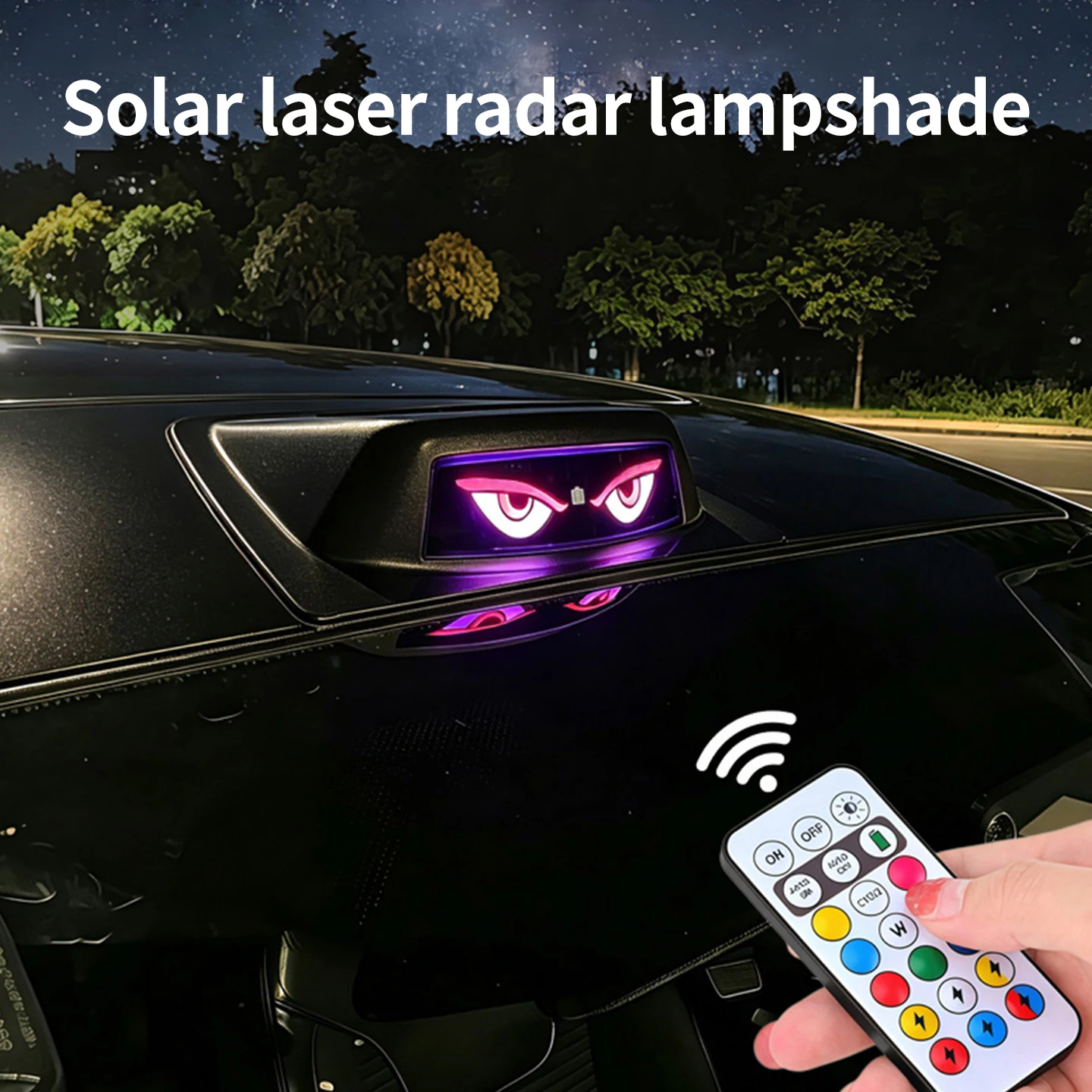 Car Solar LED Roof Devil's Eye Navigation Warning Flashlight Lidar Hood Light Modification Decoration